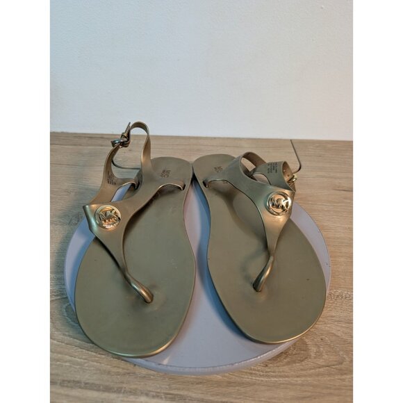 Michael Kors Thong Sandals Gold Slingback Jelly Women's SZ 11 M Summer Designer - Picture 1 of 8